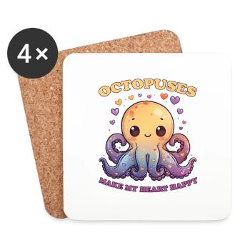 Lustiges Kraken Kopffüßer Tintenfisch Geschenk - Untersetzer (4er-Set) - Weiß - Vorne