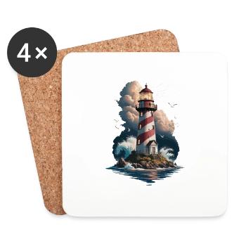Leuchtturm Ostsee Nordsee - Untersetzer (4er-Set) - Weiß - Vorne