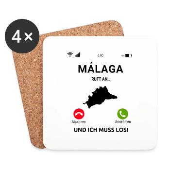 Málaga Andalusien Spanien Urlaub Malaga - Untersetzer (4er-Set) - Weiß - Vorne