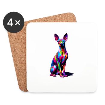 Chien sans poils péruvien Pop Art coloré - Dessous de verre (lot de 4) - blanc - Devant