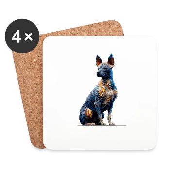 Polygon Art Peruanischer haarloser Hund - Untersetzer (4er-Set) - Weiß - Vorne