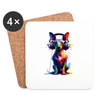 Coloré Splash Art Casque Péruvien Sans Cheveux - Dessous de verre (lot de 4) - blanc - Devant