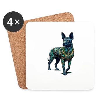 Mandala Art Chien Nu Péruvien - Dessous de verre (lot de 4) - blanc - Devant