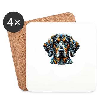 Polygon Art Plott Hund Plott Hund - Untersetzer (4er-Set) - Weiß - Vorne