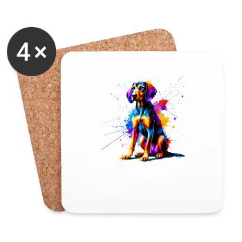 Bunte Splash Art Plott Hund Plott Hund - Untersetzer (4er-Set) - Weiß - Vorne