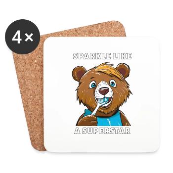 BEAR SPARKLE LIKE A SUPERSTAR - Coasters (set of 4) - white - Front