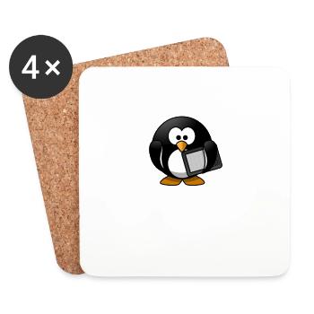 Pinguin Buch Nerd Lustig Geek Pinguin Tierliebhaber - Untersetzer (4er-Set) - Weiß - Vorne