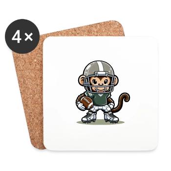 Cute American Football Player Monkey - Untersetzer (4er-Set) - Weiß - Vorne