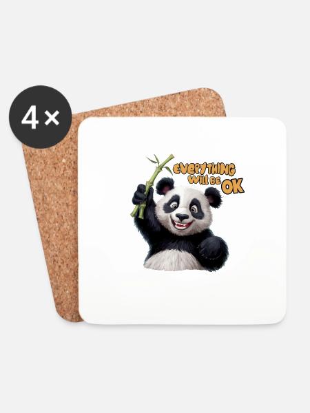 Motivierendes Panda Alles wird gut für einen - Untersetzer (4er-Set) - Weiß