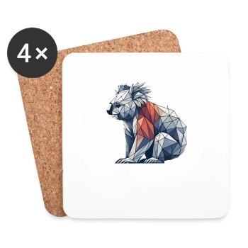 Art géométrique Koala Koalas - Dessous de verre (lot de 4) - blanc - Devant