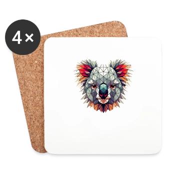 Art géométrique Koala Koalas - Dessous de verre (lot de 4) - blanc - Devant