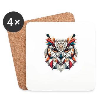 Geometric Art Owl Bird Owlet Owls Lover - Coasters (set of 4) - white - Front