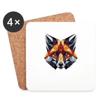 Geometric Art Fox Foxes - Coasters (set of 4) - white - Front