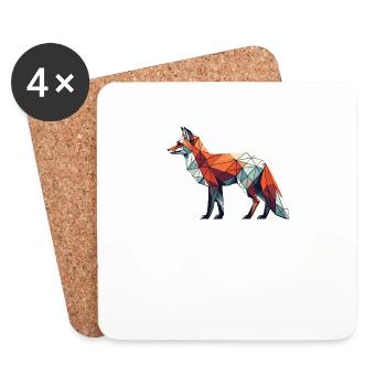 Geometric Art Fox Foxes - Coasters (set of 4) - white - Front