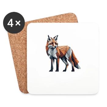 Geometric Art Fox Foxes - Coasters (set of 4) - white - Front