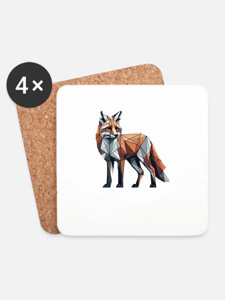 Geometrische Kunst Fuchs Füchse - Untersetzer (4er-Set) - Weiß