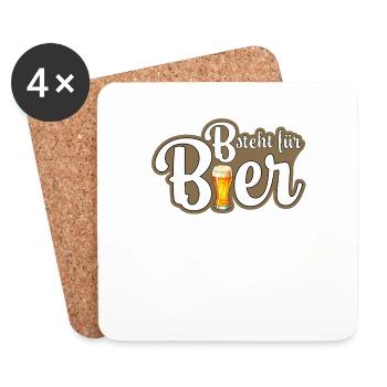 B steht für Bier - Untersetzer (4er-Set) - Weiß - Vorne