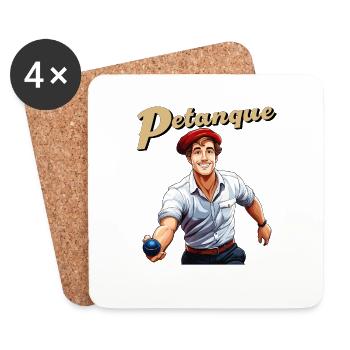Pétanque Homme - Dessous de verre (lot de 4) - blanc - Devant