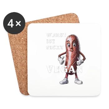 SAUSAGE IS NOT VEGAN - Coasters (set of 4) - white - Front