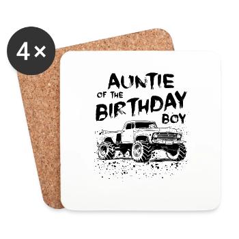 Tante von der Birthday Boy Monster Truck Party - Untersetzer (4er-Set) - Weiß - Vorne