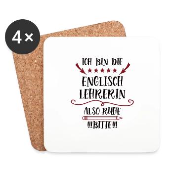Englischlehrerin Lehrer Spruch Fremdsprache Lustig - Untersetzer (4er-Set) - Weiß - Vorne