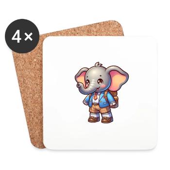 Cute Schoolboy Elephant - Coasters (set of 4) - white - Front