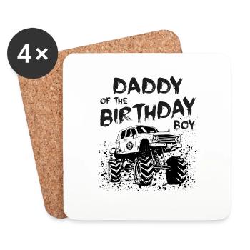 Daddy of the Birthday Boy Monster Truck Party - Coasters (set of 4) - white - Front