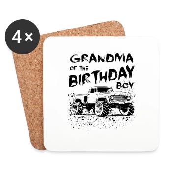 Grandma of the Birthday Boy Monster Truck Party - Coasters (set of 4) - white - Front