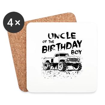 Uncle of the Birthday Boy Monster Truck Party - Coasters (set of 4) - white - Front