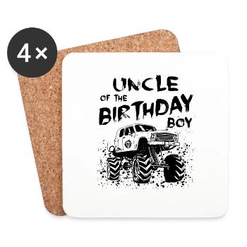Uncle of the Birthday Boy Monster Truck Party - Coasters (set of 4) - white - Front