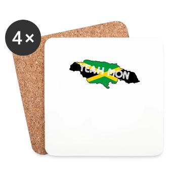 Yeah Mon Jamaican Map Vintage Jamaica Reggae - Coasters (set of 4) - white - Front