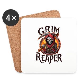 SKULL, GRIM REAPER - Coasters (set of 4) - white - Front