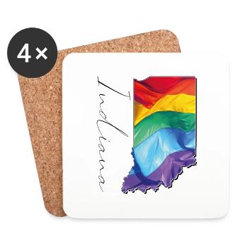 LGBTQ Flag in Indiana State Map IN - Coasters (set of 4) - white - Front