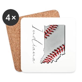 Real Baseball in the Indiana State Map IN - Coasters (set of 4) - white - Front