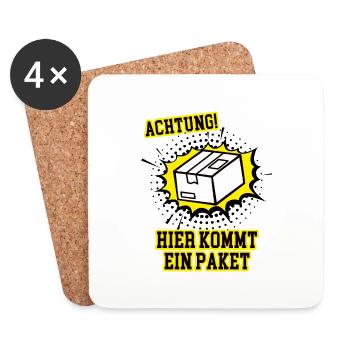 Paket Paketbote Lieferdienst Fahrer Postbote Bote - Untersetzer (4er-Set) - Weiß - Vorne