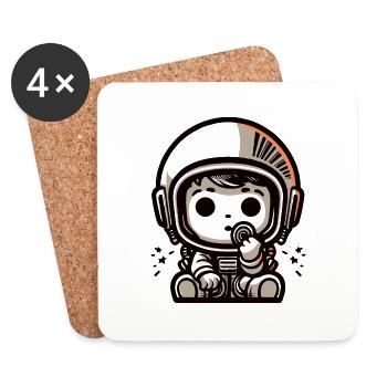 Helmeted baby ready to ride - Coasters (set of 4) - white - Front