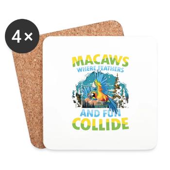 Macaws Where Feathers and Fun Collide - Untersetzer (4er-Set) - Weiß - Vorne