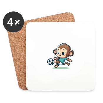 Cute Soccer Player Monkey - Untersetzer (4er-Set) - Weiß - Vorne