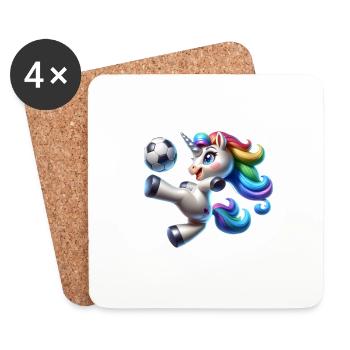 Mignon joueur de football licorne - Dessous de verre (lot de 4) - blanc - Devant