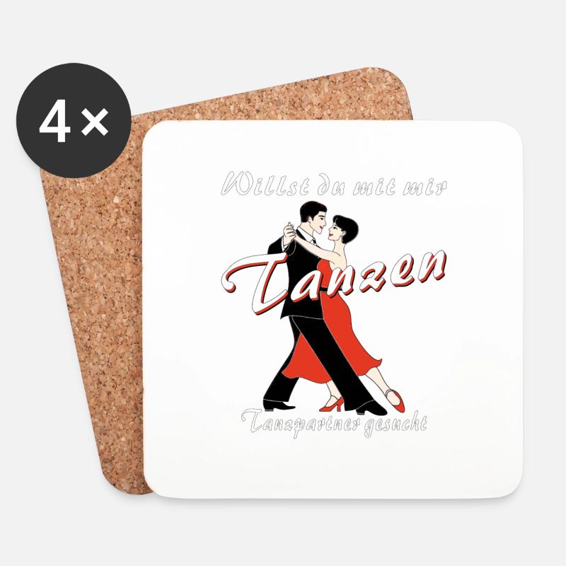 Willst du mit mir Tanzen Tanzpartner - Untersetzer (4er-Set) - Weiß