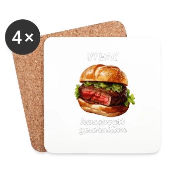 STEAK wafer-thin sliced - Coasters (set of 4) - white - Front