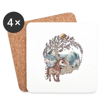 Licorne mystique Licornes Cheval Chevaux Créatures mythiques - Dessous de verre (lot de 4) - blanc - Devant