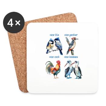 Drôles d’oiseaux nommés Nice birds - Dessous de verre (lot de 4) - blanc - Devant