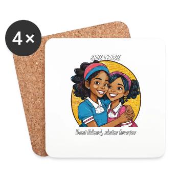SISTERS Best friend, sister forever - Coasters (set of 4) - white - Front