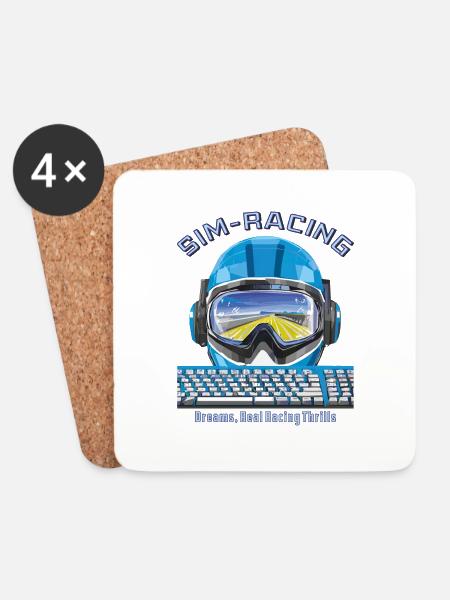 SIM RACING Dreams, Real Racing Thrills - Untersetzer (4er-Set) - Weiß