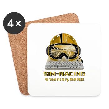 SIM RACING Virtual Victory, Real Skill - Untersetzer (4er-Set) - Weiß - Vorne