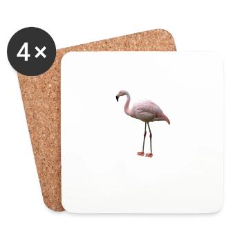 Echtes rosa Flamingo T-Shirt - Cooles Watvogel-Wortspiel - Untersetzer (4er-Set) - Weiß - Vorne