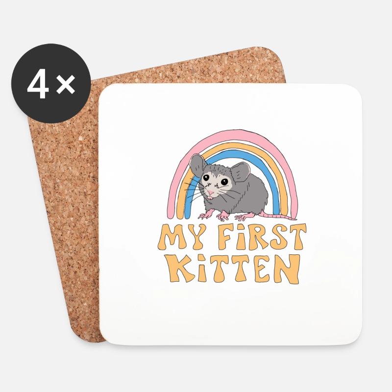 Mause Ratte Kätzchen Mäuschen Spruch Haustier - Untersetzer (4er-Set) - Weiß