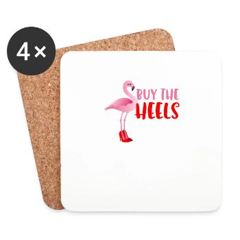 Acheter Les Talons Drôle Rose Flamingo Oiseau Portant - Dessous de verre (lot de 4) - blanc - Devant
