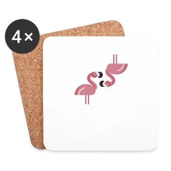 Flamingo Heads Upside Down Cute Pink Bird Lovers - Coasters (set of 4) - white - Front